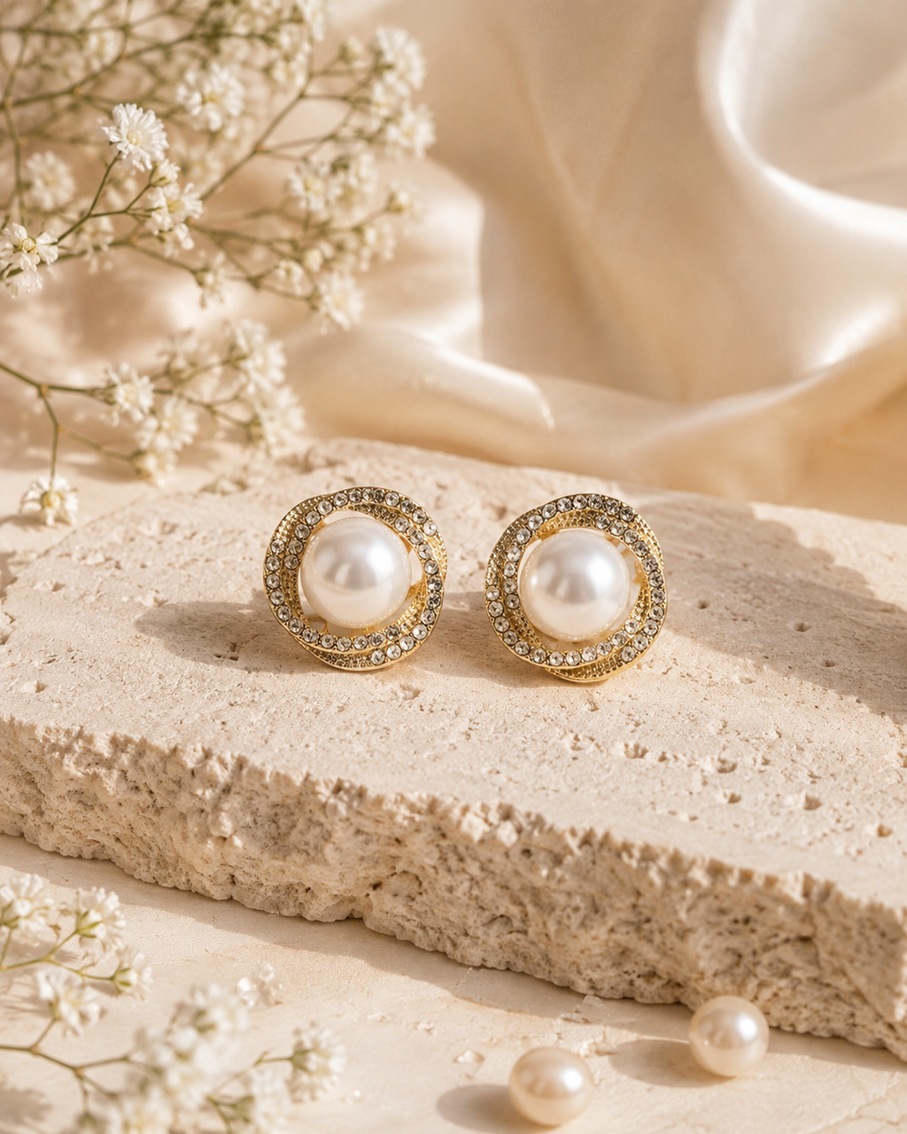 Luna Pearl Halo Earrings