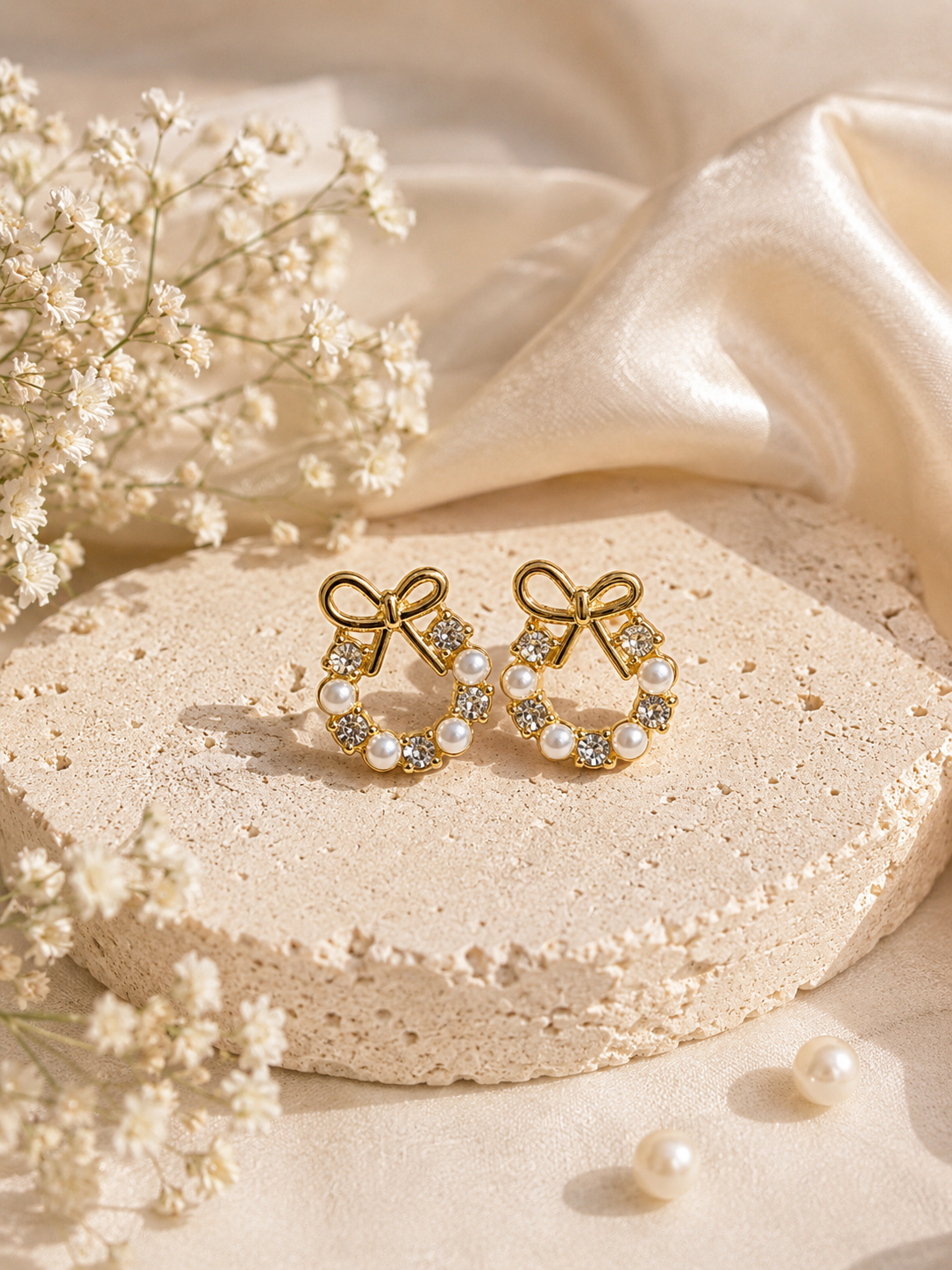 Pearl Bow  Earrings