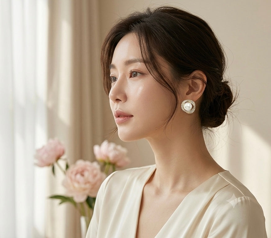 Luna Pearl Halo Earrings