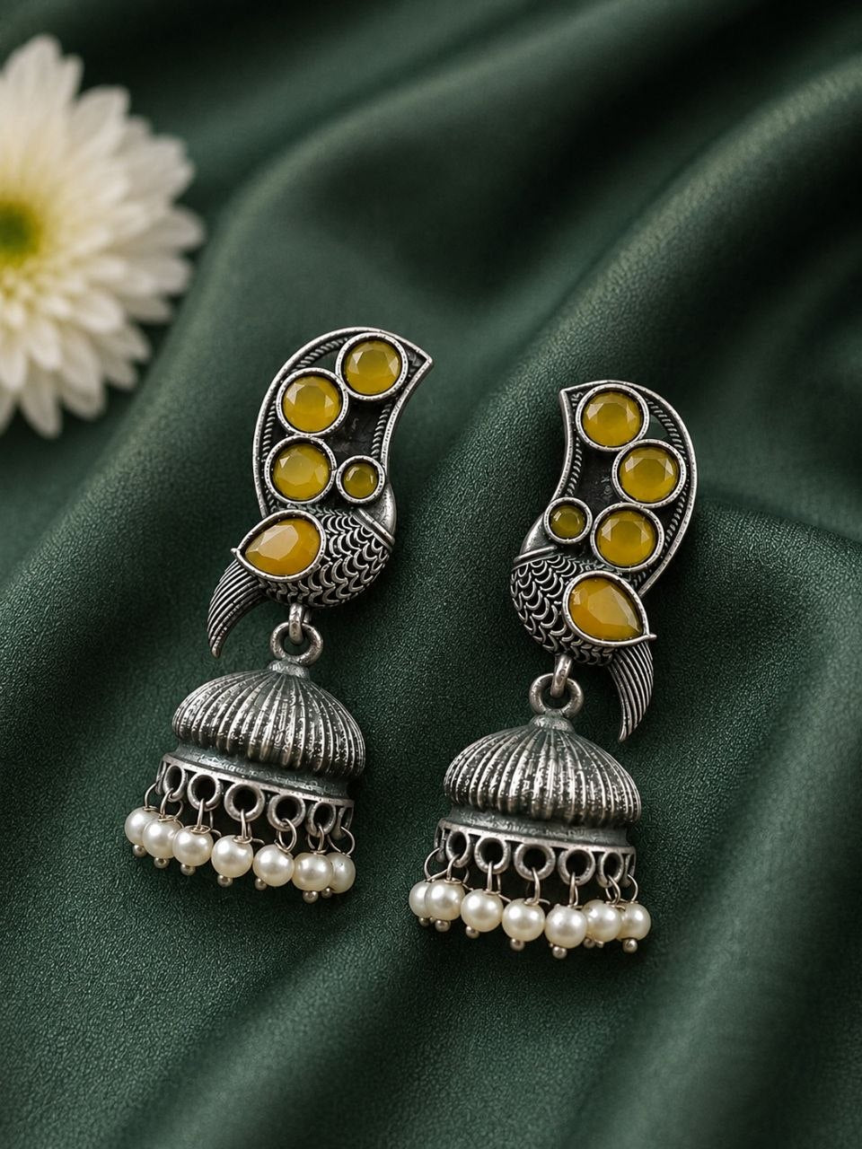 Mayur Emerald Jhumkas