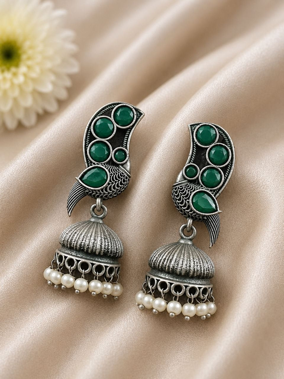 Mayur Emerald Jhumkas