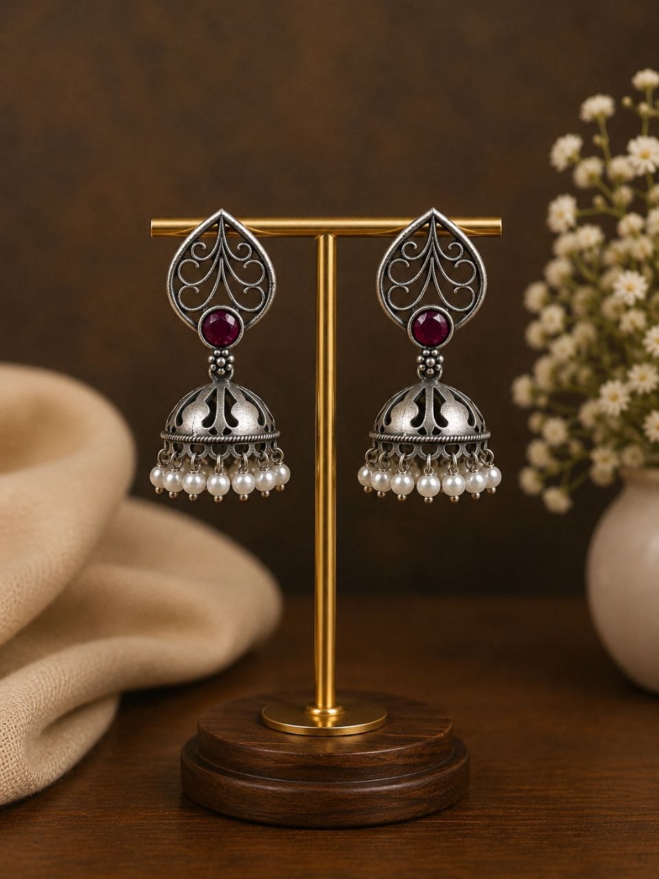 Ruby Noor Jhumkas