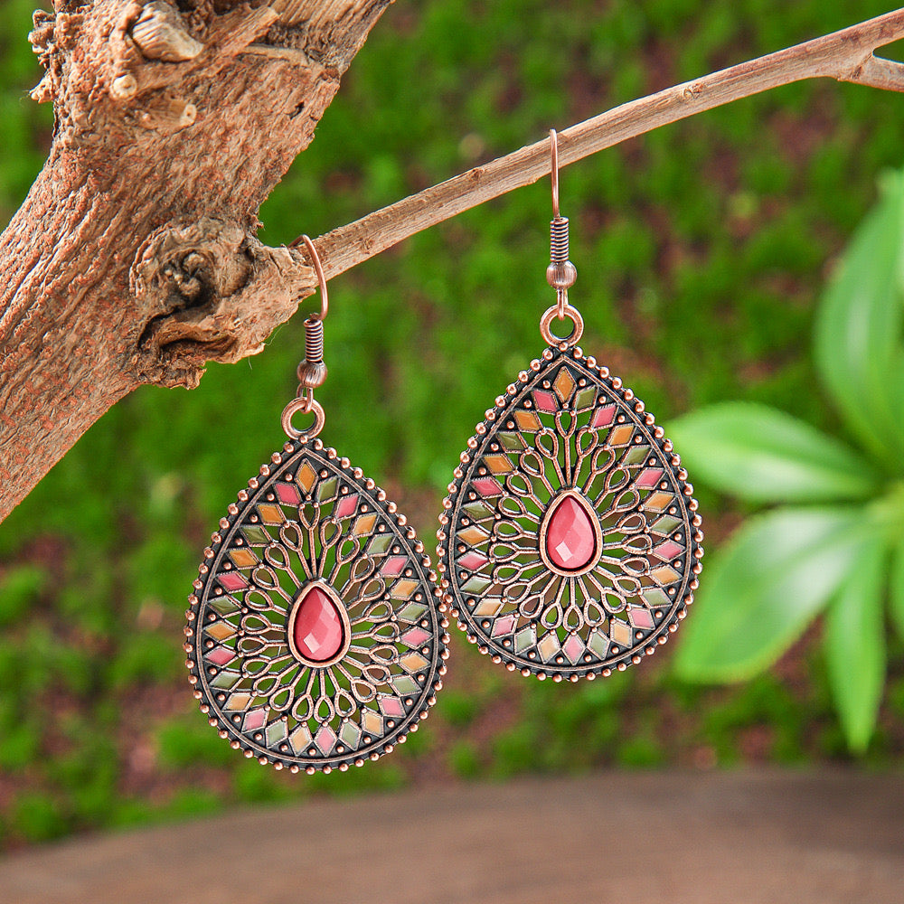 Coral Mandala Earrings